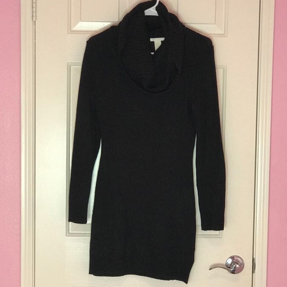 Black Cowl Neck Sweater Dress
